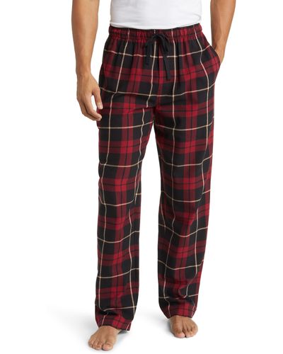 Majestic International Plaid Cotton Flannel Pajama Pants - Red