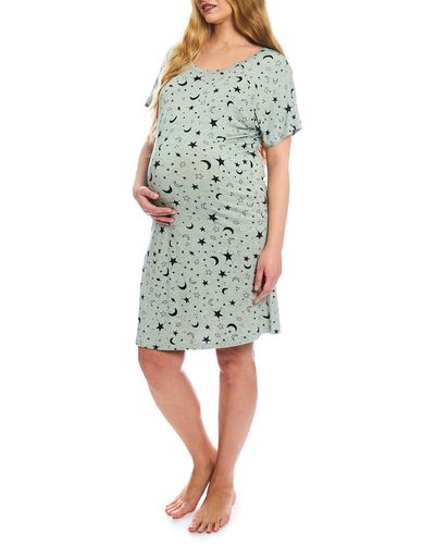 Everly Grey Rosa Jersey Maternity Hospital Gown - Blue