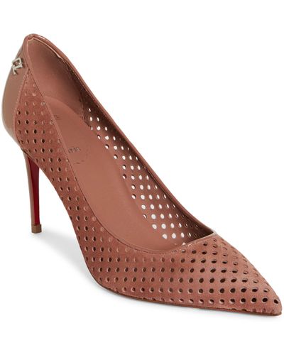 Christian Louboutin Kate Perforated Pointed Toe Leather Pump - Brown