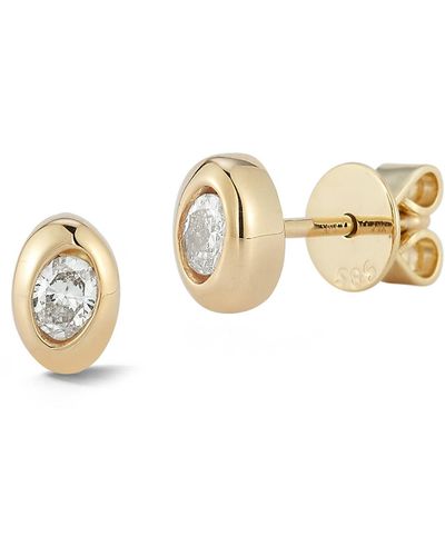 Dana Rebecca Mikaela Estelle Oval Diamond Stud Earrings - Metallic