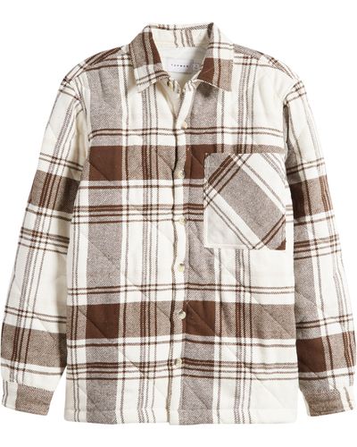 TOPMAN Check Quilted Overshirt - Natural