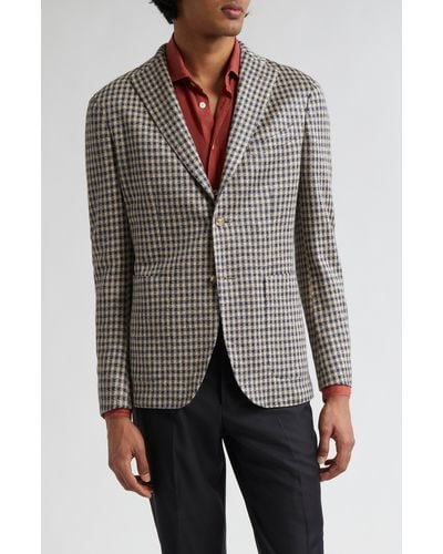 Boglioli K-jacket Houndstooth Check Linen Sport Coat - Multicolor
