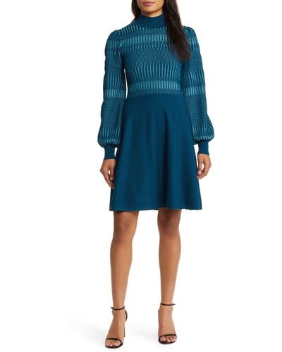 Eliza J Long Sleeve Sweater Dress - Blue