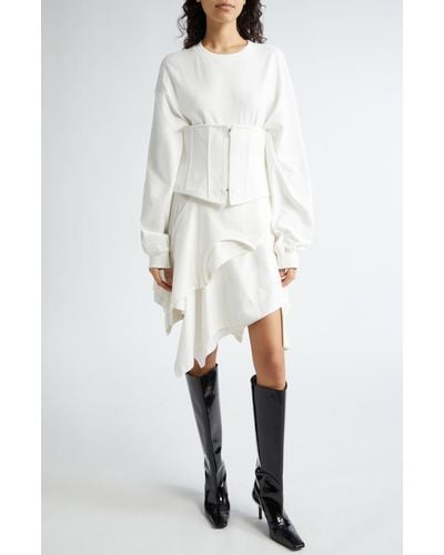 Acne Studios Eyo Long Sleeve Corset Waist Dress - White