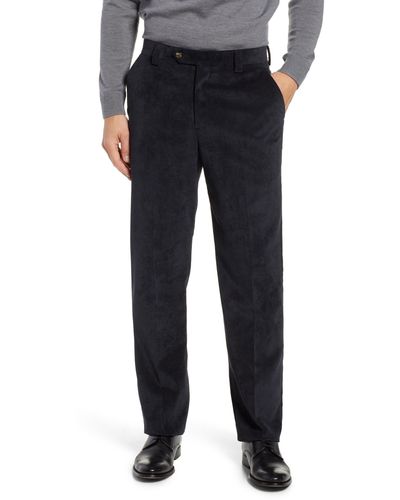 Berle Classic Fit Flat Front Corduroy Pants - Black