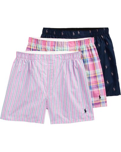 Polo Ralph Lauren Assorted 3-pack Woven Cotton Boxers - Pink
