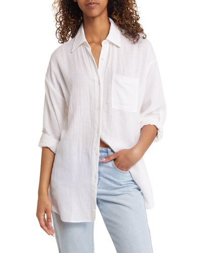 Rip Curl Premium Linen Button-up Blouse - White