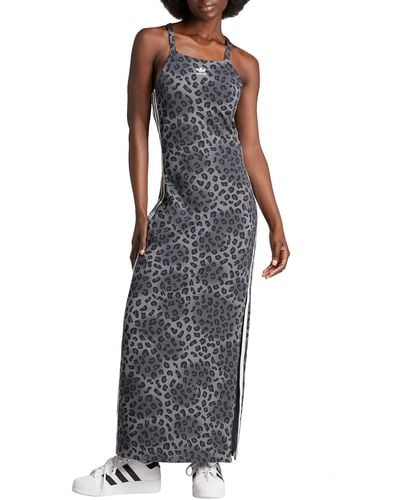 adidas Leopard Print Knit Maxi Dress - Black