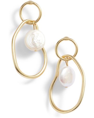 Karine Sultan Link Drop Earrings With Cultured Pearl - Metallic