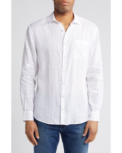 Johnnie-o Emory Solid Linen Button-up Shirt - White