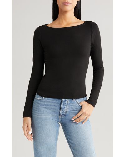All In Favor Boat Neck Jersey Top In At Nordstrom, Size X-large - Black