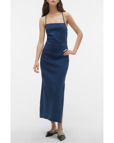 Vero Moda Isla Denim Maxi Dress - Blue