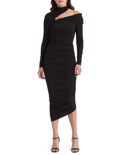 Misha Collection Clotilde Cutout Long Sleeve Body-con Cocktail Dress - Black