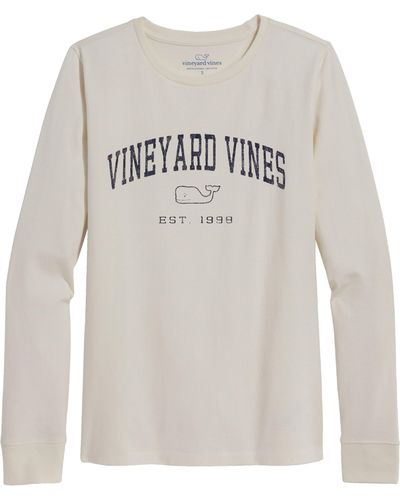 Vineyard Vines Heritage Athletic Long Sleeve Cotton Graphic T-shirt - White
