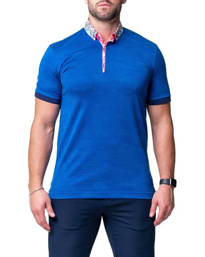 Maceoo Mozarttazo Jacquard Button-down Polo At Nordstrom - Blue