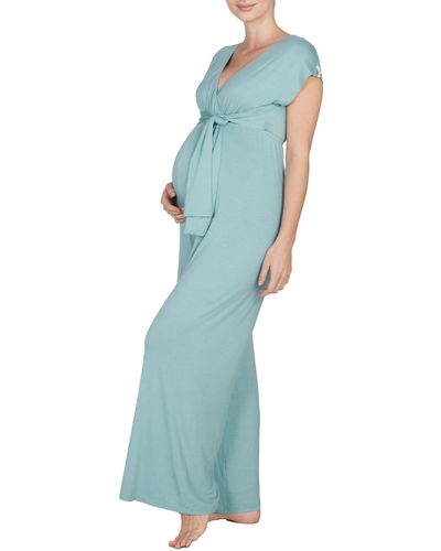 Cache Coeur Origin Maternity/nursing Jumpsuit - Blue