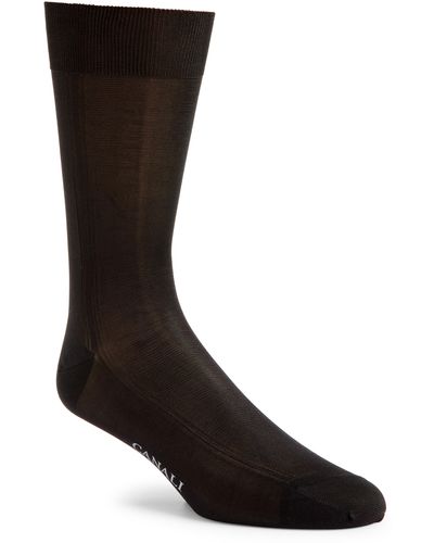 Canali Formal Silk Dress Socks - Black