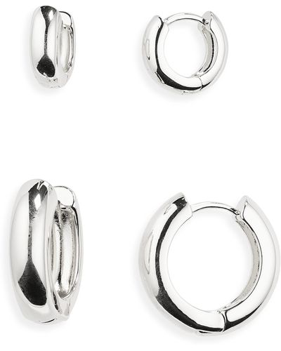 Nordstrom Demi Fine Set Of 2 huggie Hoop Earrings - Black