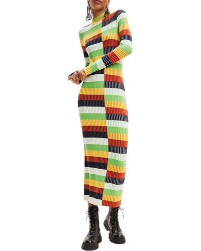 Desigual Sico Stripe Colorblock Long Sleeve Sweater Dress - Multicolor