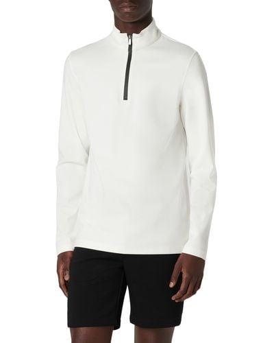 Bugatchi Quarter Zip Pullover - White