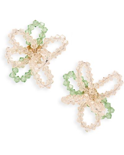Simone Rocha Crystal Bead Flower Stud Earrings - Metallic