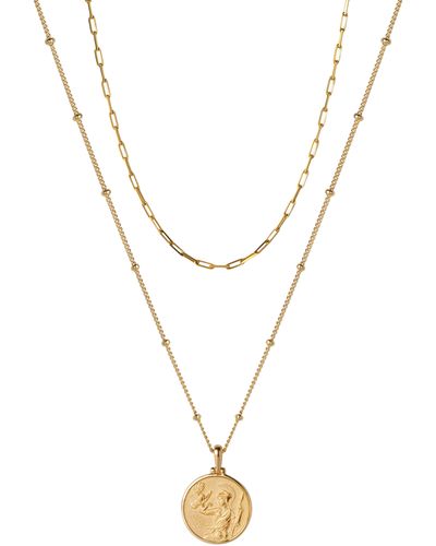 Awe Inspired Mini Athena Pendant Layered Necklace - Metallic