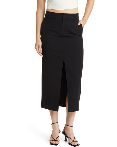 Open Edit Suited Midi Column Skirt - Black
