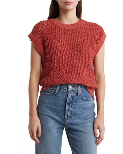 Marine Layer Devon Cotton Sweater Vest - Red