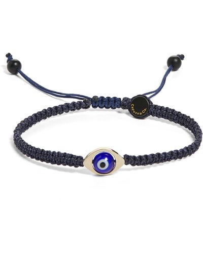 Caputo & Co. Evil Eye Macrame Slider Bracelet - Blue