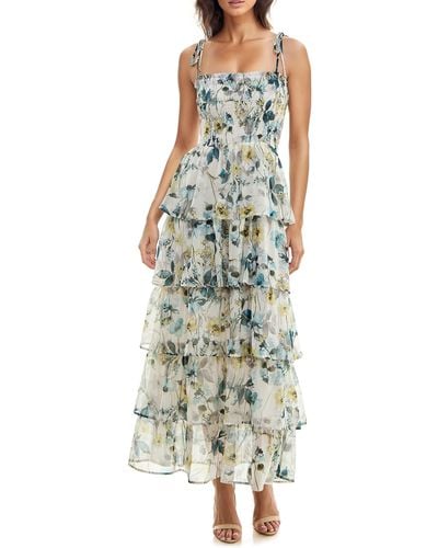 Socialite Floral Tiered Maxi Sundress - Green