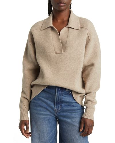 Rag & Bone Bridget Wool Blend Polo Sweater - Natural