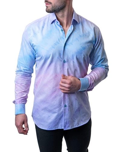 Maceoo Fibonacci Liter Multi Contemporary Fit Button-up Shirt - Blue