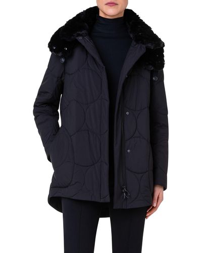 Akris Punto Parker Dot Quilted Coat - Blue