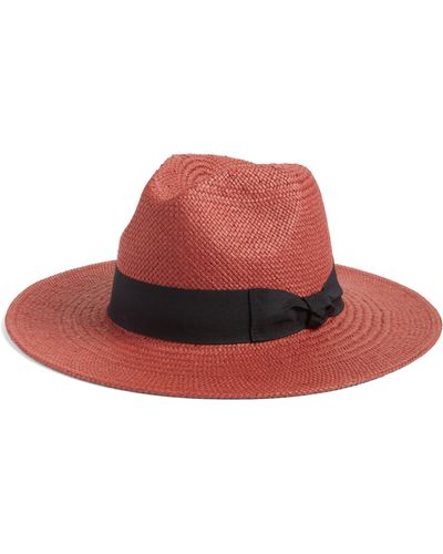 Nordstrom Paper Straw Panama Hat - Red