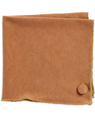 CLIFTON WILSON Solid Sueded Cotton Pocket Square - Brown