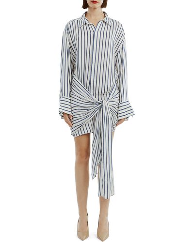 Bardot Malira Stripe Long Sleeve Shirtdress - Gray