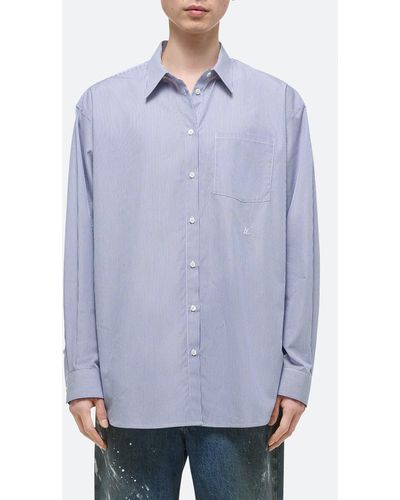 Helmut Lang Oversize Microstripe Button-up Shirt - Blue