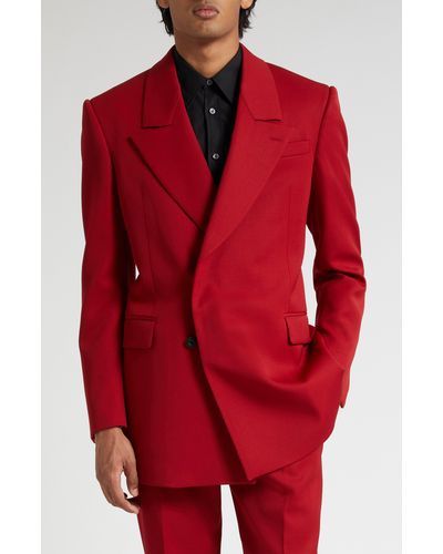 Alexander McQueen Horizontal Wool Blazer - Red