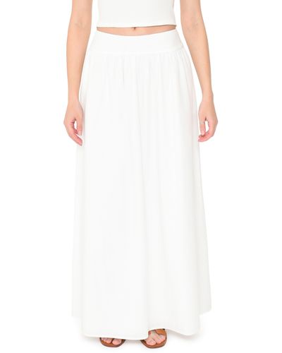 Wayf Nicole Pleated Cotton Maxi Skirt - White
