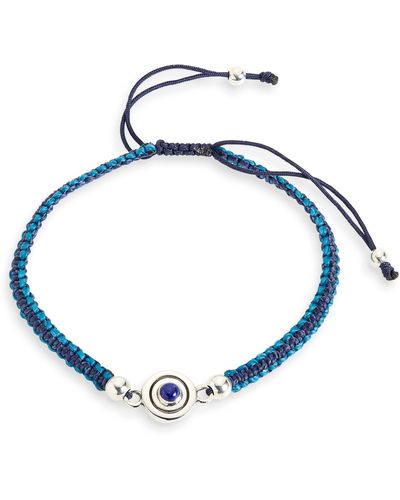 Caputo & Co. Reversible Evil Eye Macramé Bracelet - Blue