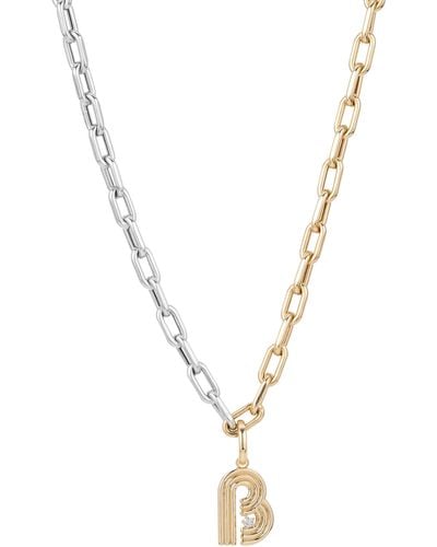 Adina Reyter Two-tone Initial Diamond Pendant Necklace - Metallic