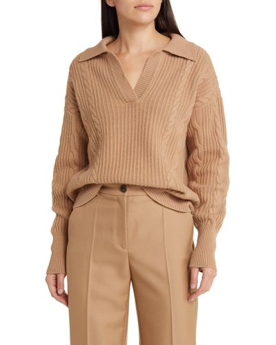 Nordstrom Wool & Cashmere Cable Knit Sweater - Natural
