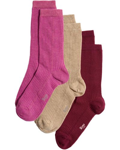 Stems Assorted 3-pack Rib Socks - Pink
