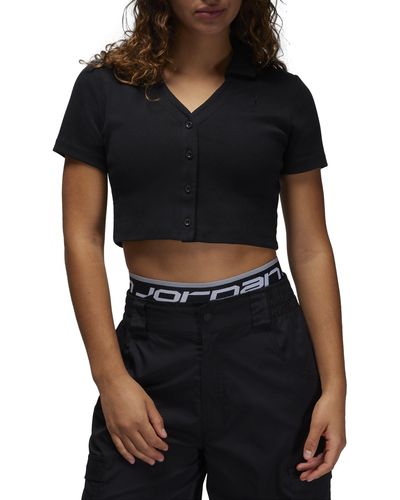Nike Button-up Crop Top - Black