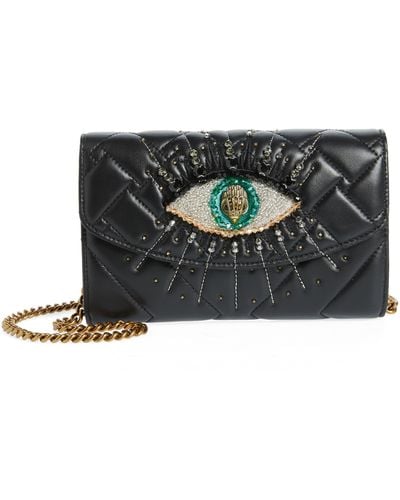 Kurt Geiger Kensington Eye Quilted Leather Wallet On A Chain - Black