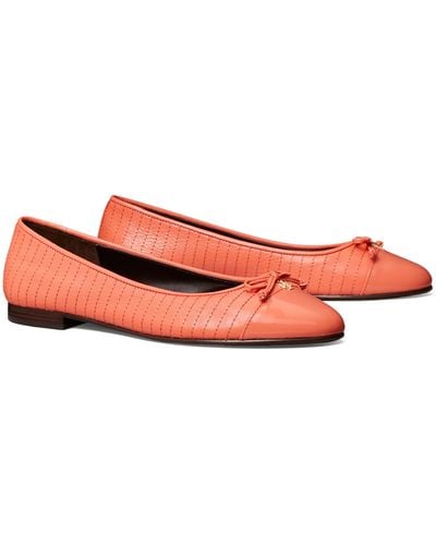 Tory Burch Quilted Cap Toe Ballet Flat - Red