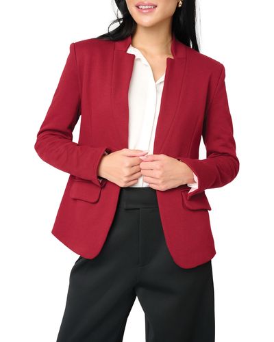 Gibsonlook Inverted Notch Collar Cotton Blend Knit Blazer - Red