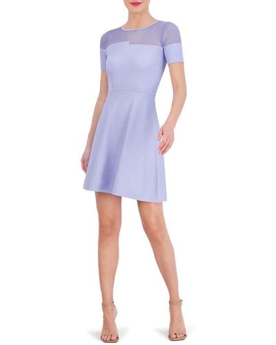 Vince Camuto Rib Fit & Flare Sweater Dress - Blue