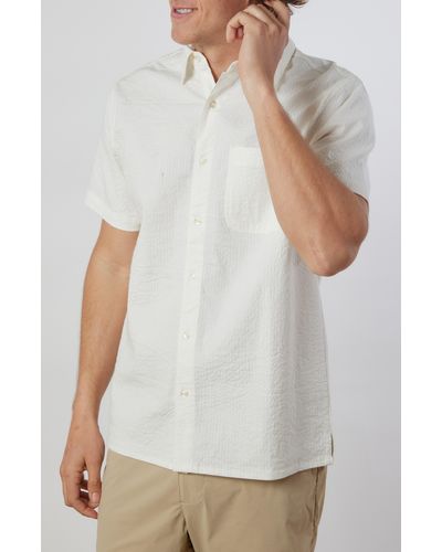 Rainforest The Acadia Seersucker Short Sleeve Button-up Shirt - White