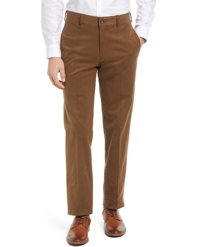 Berle Charleston Khakis Flat Front Brushed Twill Pants - Brown